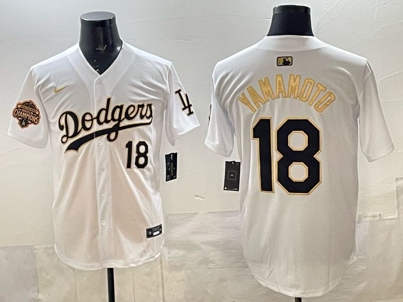Men 2026 Nike Los Angeles Dodgers #18 Yamamoto White Game MLB Jersey 012